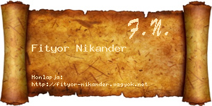 Fityor Nikander névjegykártya